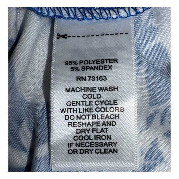 Melissa Paige - Tropical Leaf Pants - Blue & White Lightweight Cotton - Size 2X - Picture 8 of 9